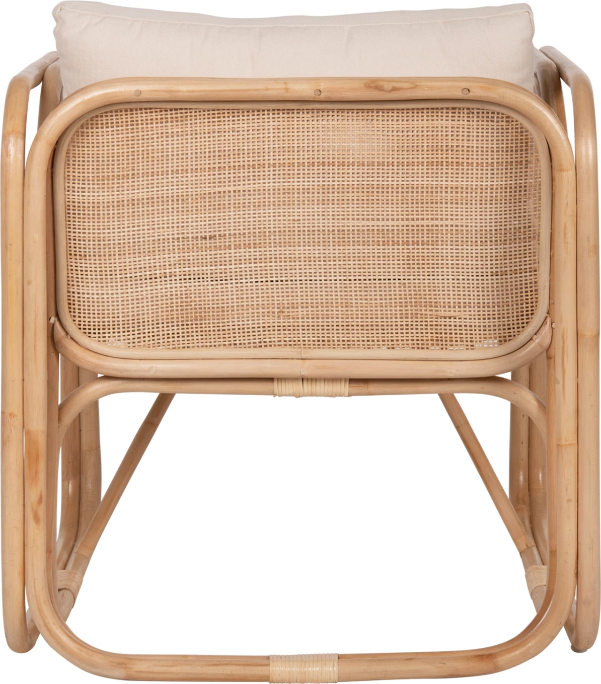 Karrige Wendy FH9816 prej ratanit, ngjyrë natyrale e lëmuar - jastëkë të bardhë, 73x72x84H cm