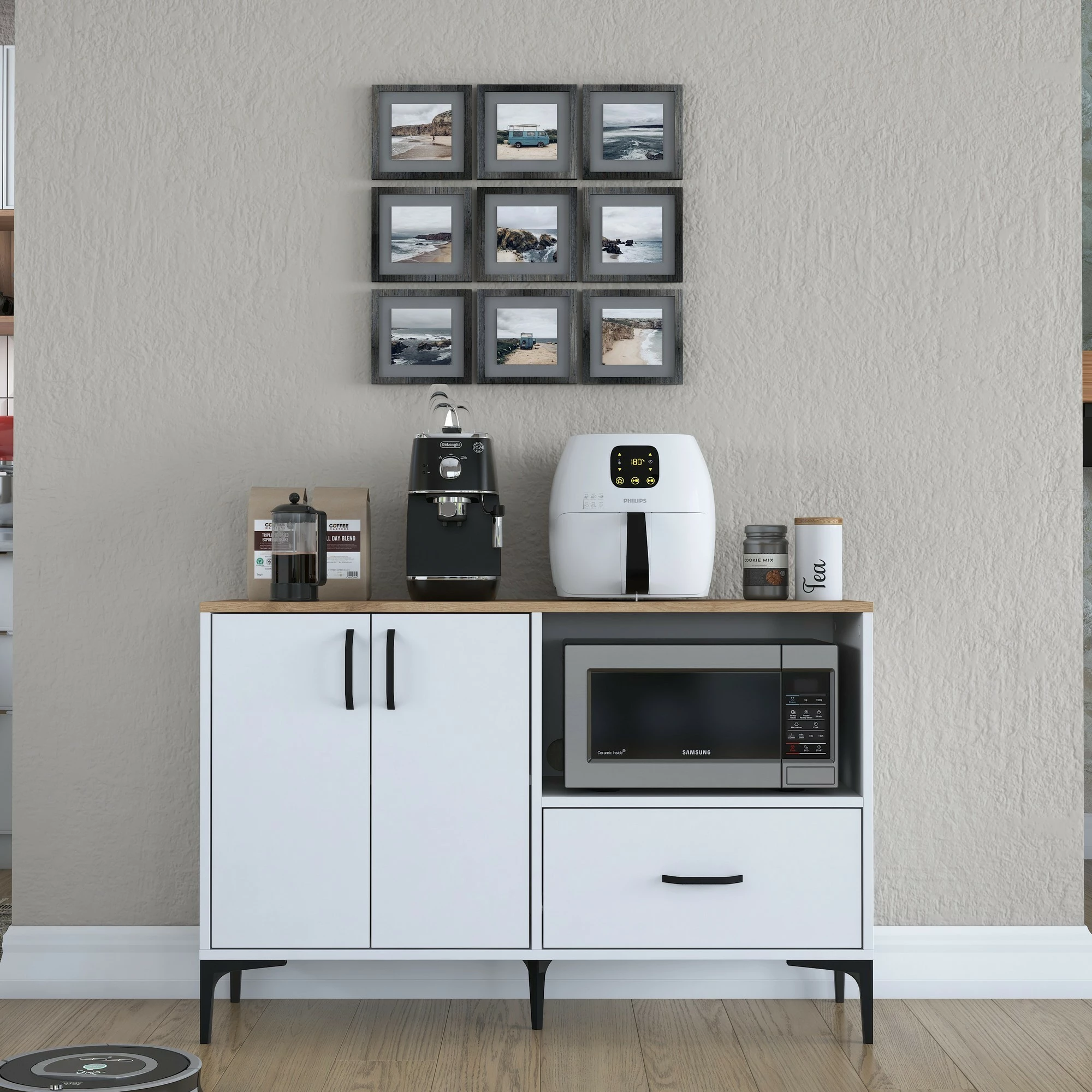 Dollap multifunksional, ngjyrë e bardhë dhe arre, JE161 - 3264