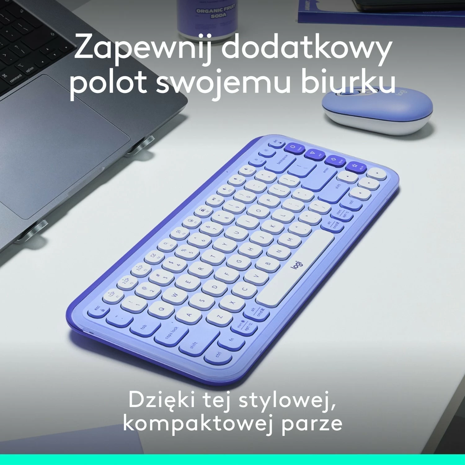 Tastierë me maus Logitech POP ICON Combo, Fioletowy