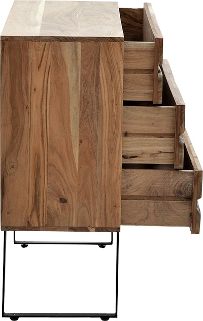 Komodinë me sirtarë Imena dru masiv 4cm natyrale-e zezë 80x38x86.5cm