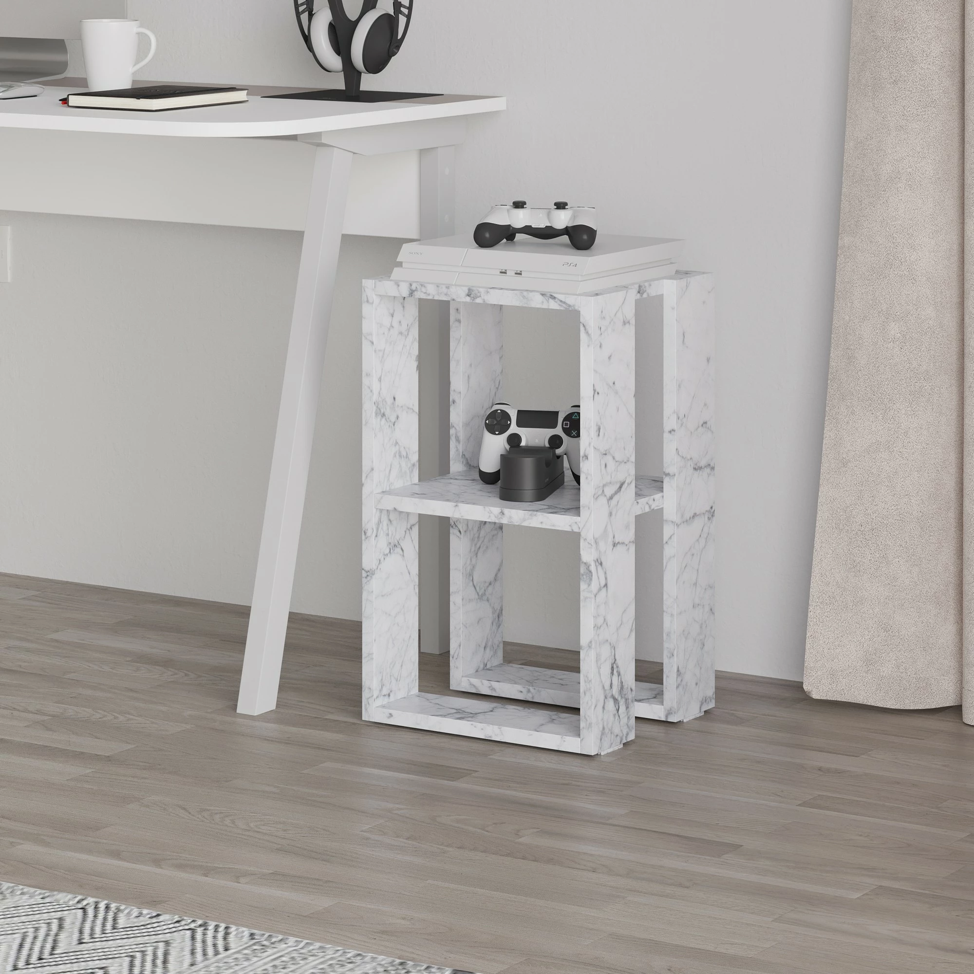 Komodinë natës Carrara Marble, Skye Decor, 2 nivele