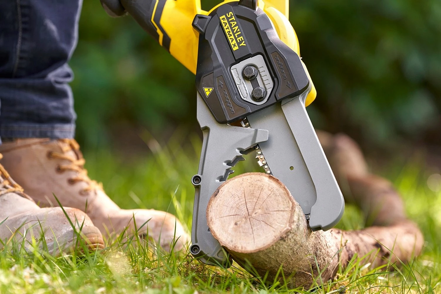 Krasitëse me zinxhir, Stanley Fatmax SFMCPS515B-XJ, 18V V20, prerje 100 mm, shinë 15 cm, pa bateri, e verdhë/zezë