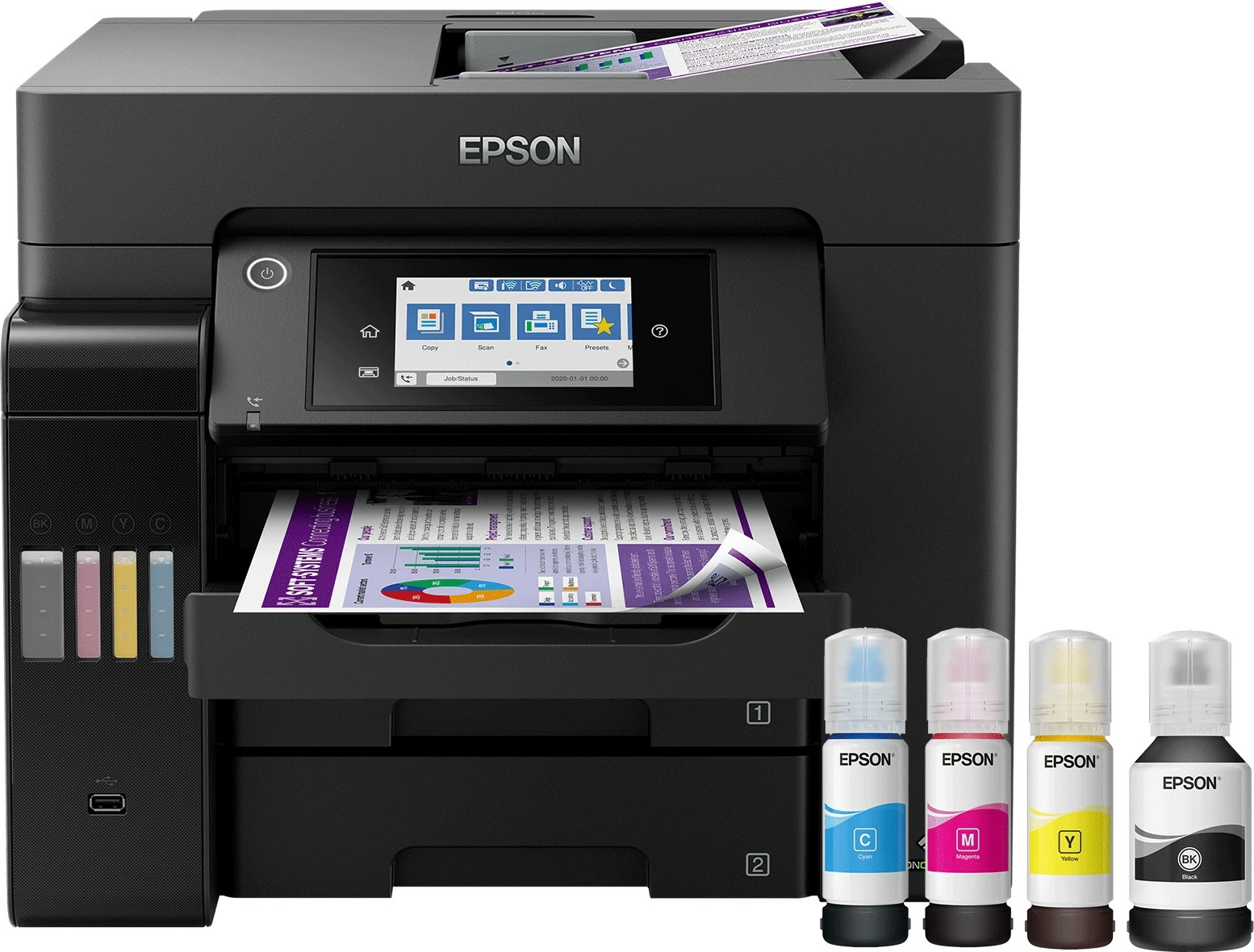 Printer multifunksional Epson EcoTank ET-5850, A4, me ekran prekje, sistem EcoTank, ngjyrë e zezë