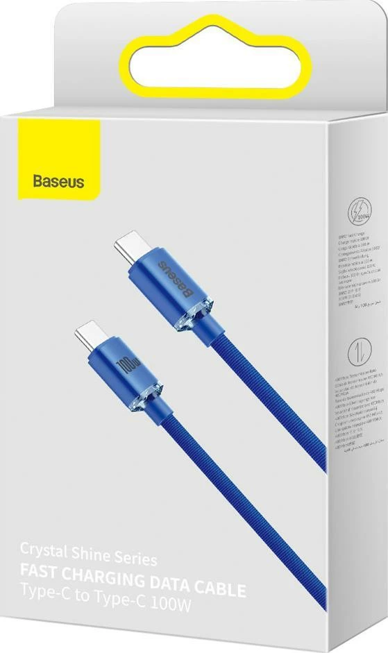 Kabllo USB-C në USB-C Baseus Crystal Shine CAJY000603 1.2 m 100 W, blu