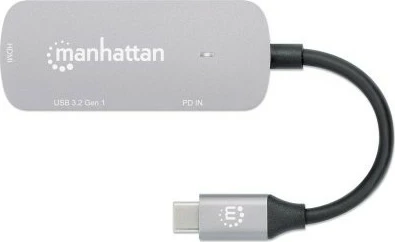 Adapter USB-C në HDMI MANHATTAN 3-në-1 Docking Konverter, gri