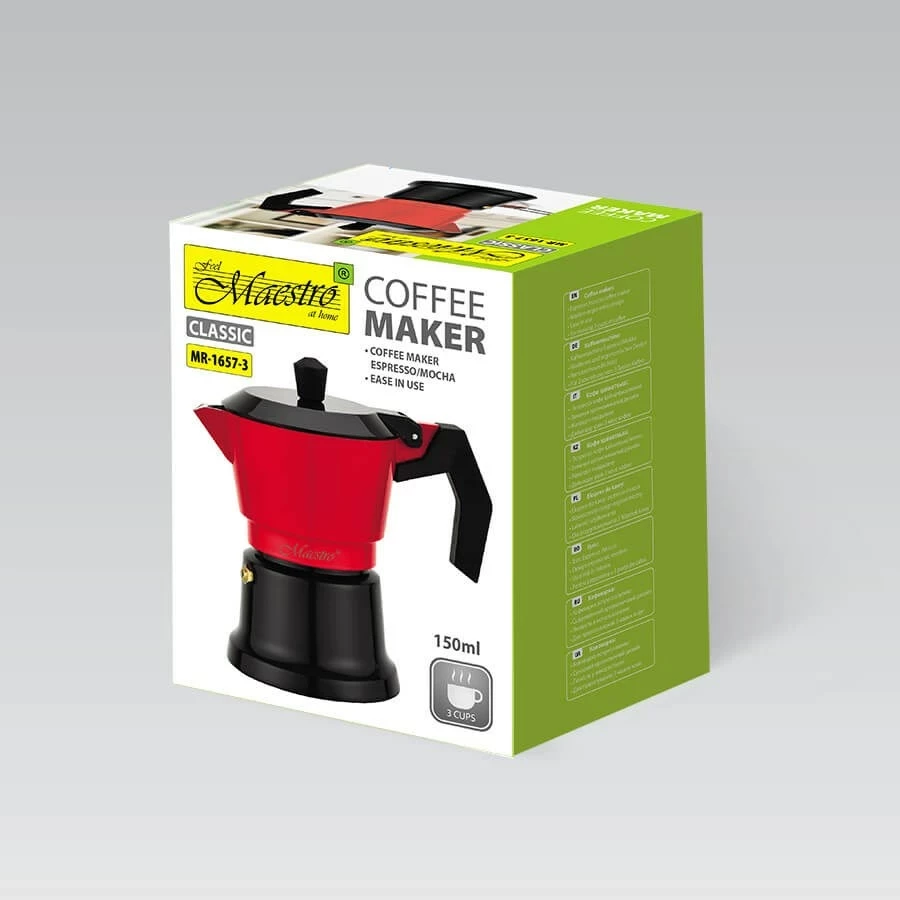 Moka pot Maestro MR-1657-3, 150 ml, Alumini, 1 copë