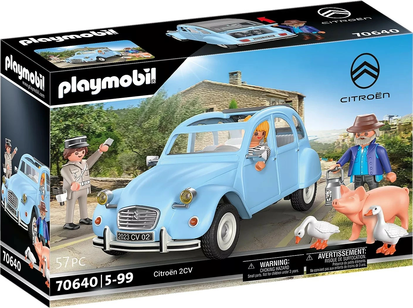 Set lodrash Playmobil Citroën 2CV, 57 pjesë, me figura dhe aksesorë, kaltër