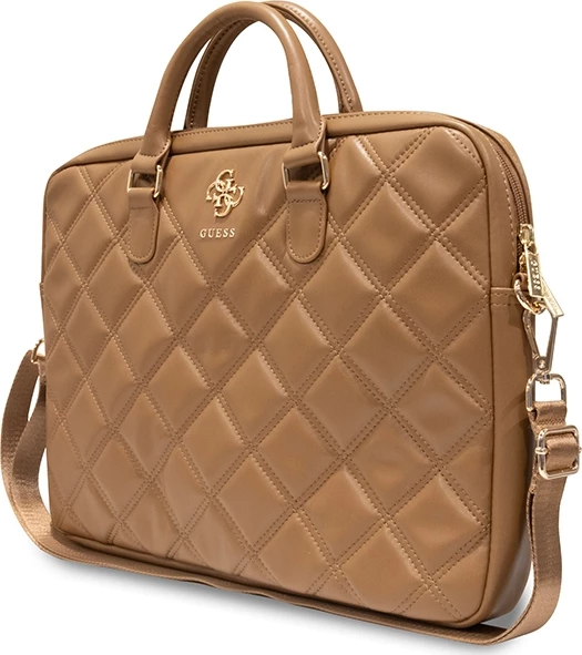 Çantë laptopi Guess Quilted 4G, 16 inç, lëkurë ekologjike, Kafe
