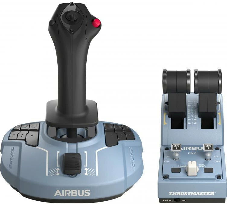 Kontroller fluturimi, Thrustmaster TCA Officer Pack Airbus Edition 2960842, joystick + throttle, Blu, set