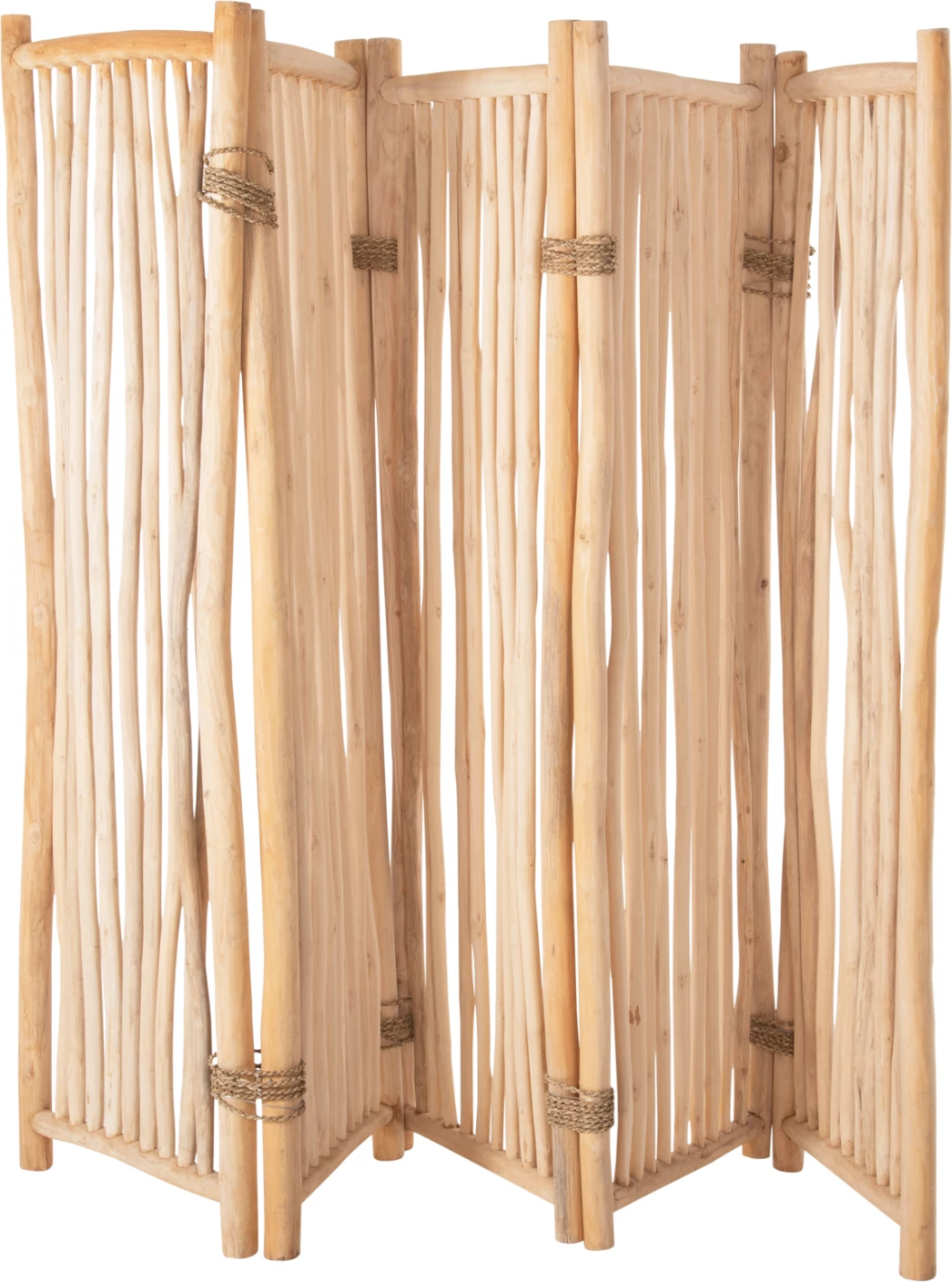 Ndarës dhome me 5 fletë, degë TEAK, ngjyrë natyrale, 216-275x180H cm