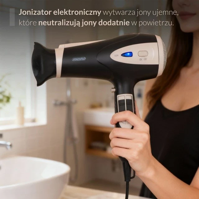 Tharëse flokësh Adler MS 2287, 2400 W, e zezë/shampanjë