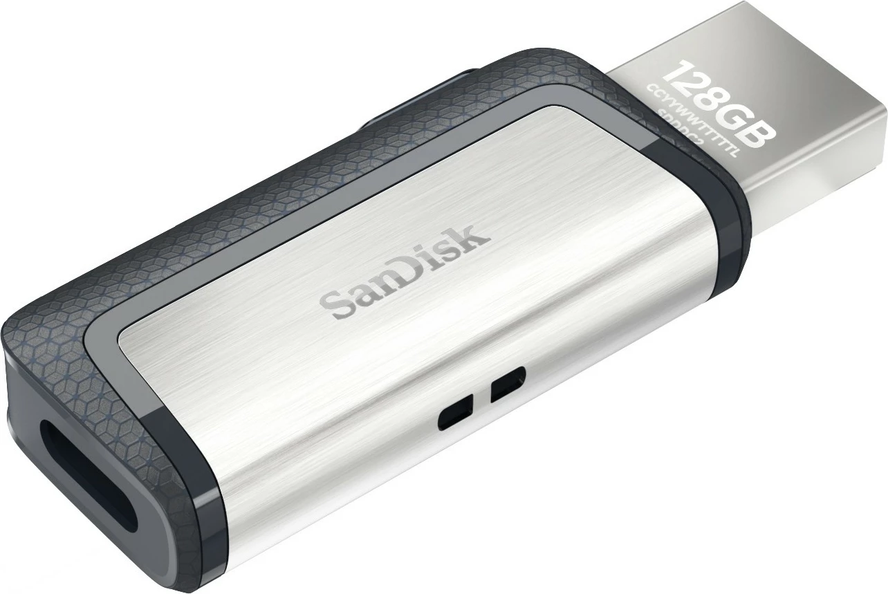 USB SanDisk Ultra Dual Drive, 128 GB, USB Type-A / USB Type-C, 3.2 Gen 1, E zezë, Argjend