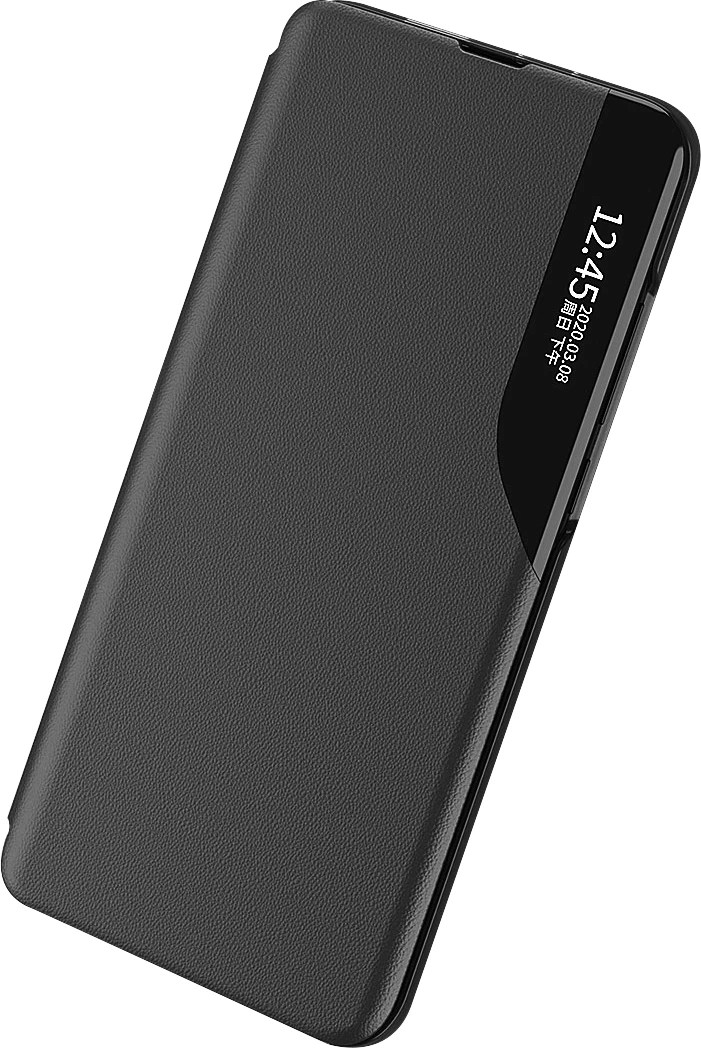 Mbështjellës Hurtel Eco Leather View Case për Xiaomi Redmi Note 12 Pro / Poco X5 Pro 5G, me qëndrim, i zi