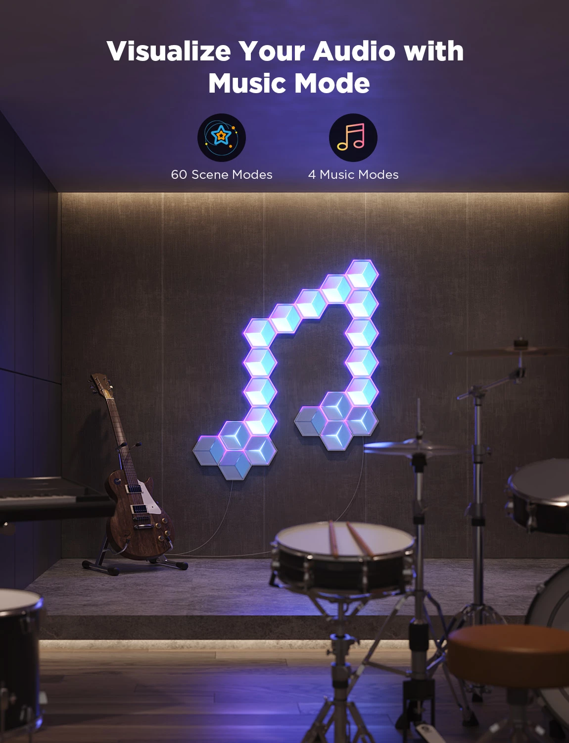 Panel dritash LED Govee Glide Hexagon Light Panels Ultra, RGBIC, Wi‑Fi, 7 copë