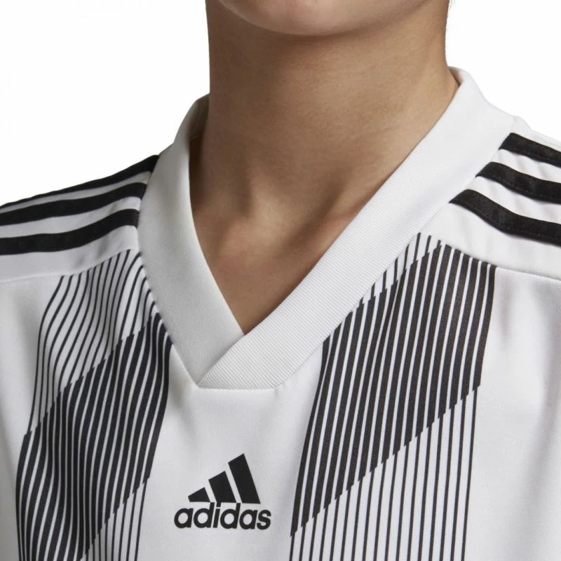 Fanellë për futboll për fëmijë adidas Striped 19 Jr, e bardhë