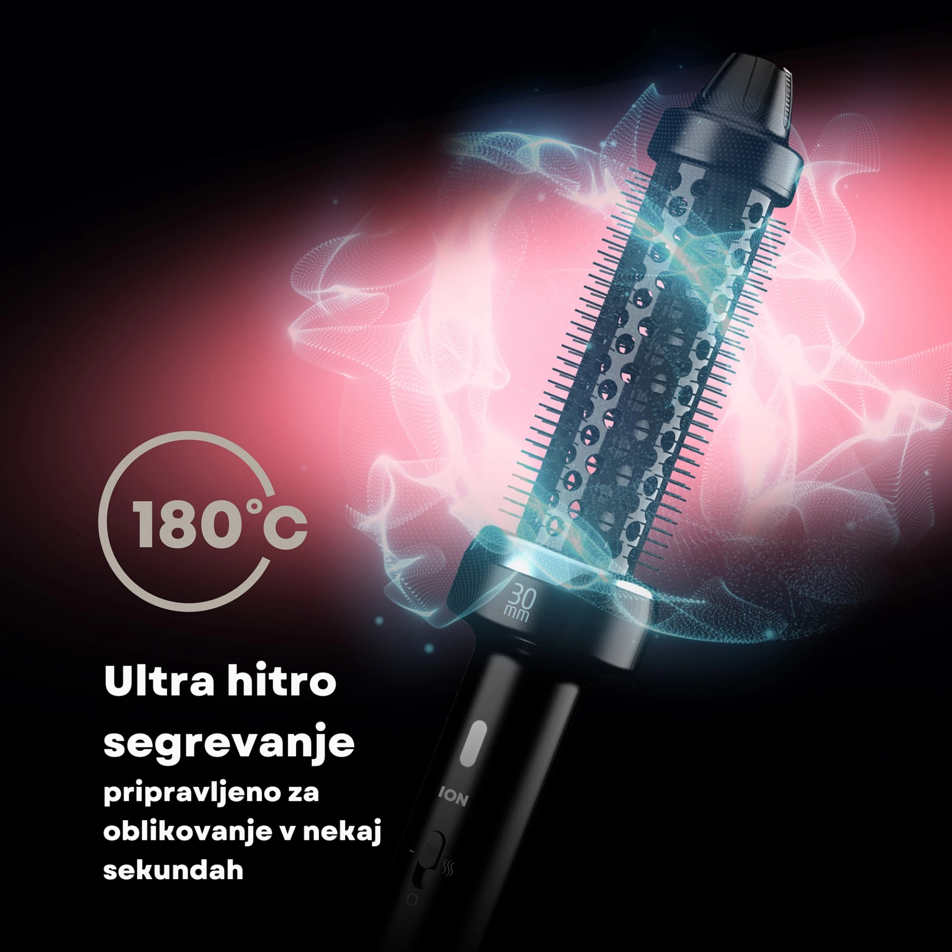 Furçë e nxehtë Revamp BR-1300A 30 mm qeramike, jonike 180°C