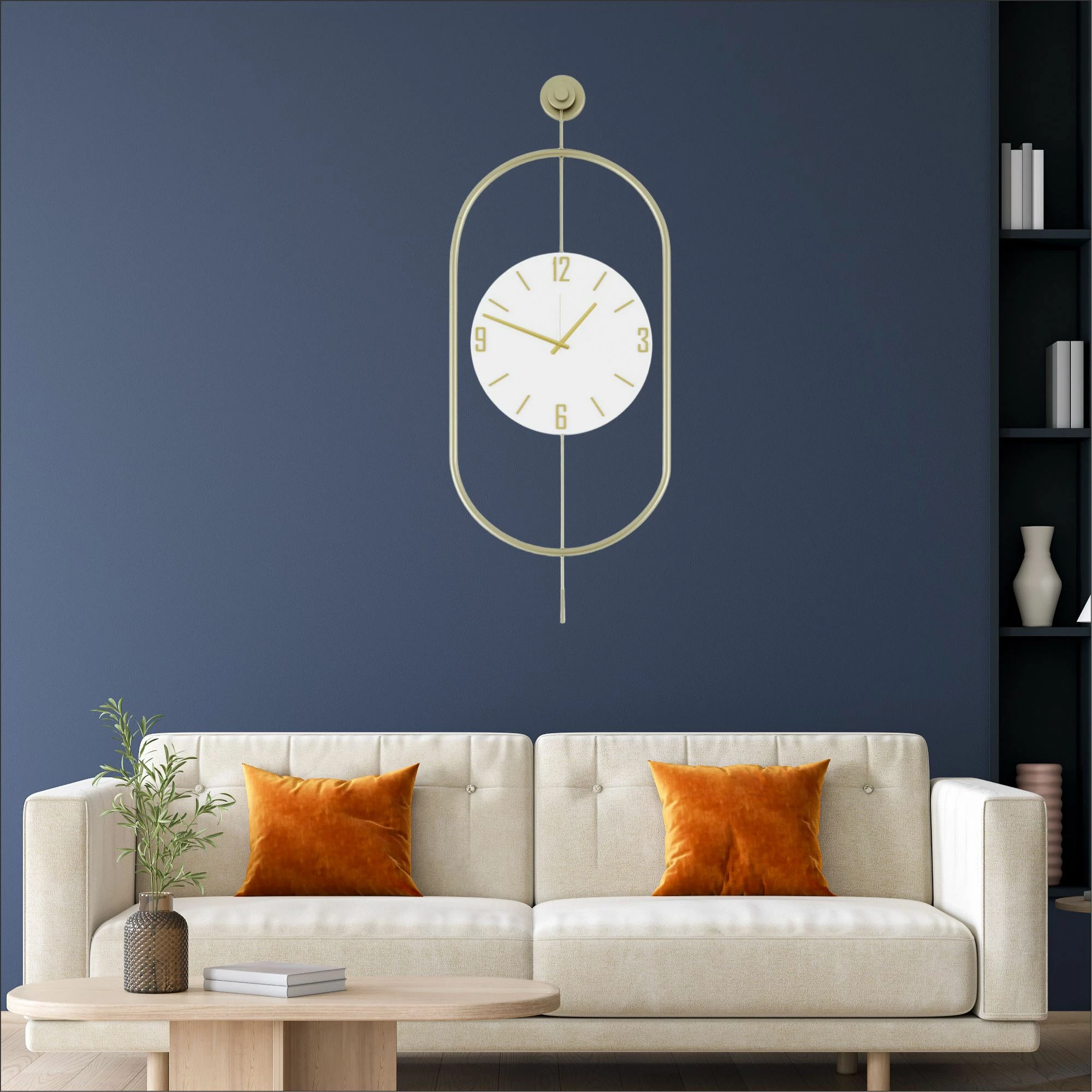 Orë muri dekorative metalike Wallity, Mclock-00113, ngjyrë ari