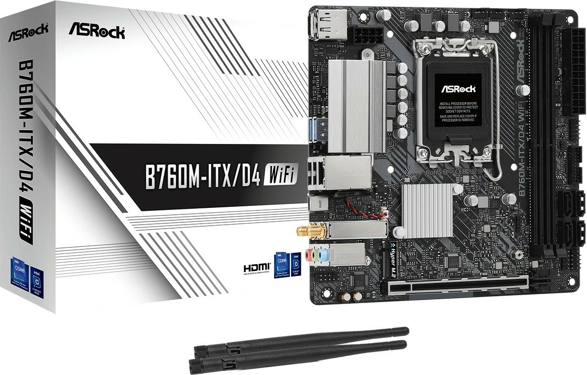 Pllakë amë ASRock B760M-ITX/D4 WIFI, mini ITX, LGA1700, DDR4, WiFi 6E, e zezë