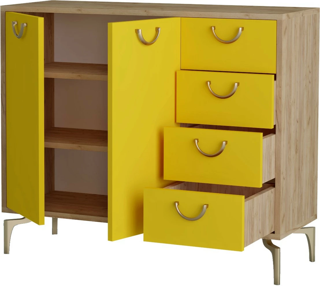 Dollap për këpucë Hanah Home, ngjyrë lis dhe e verdhë, ZEA