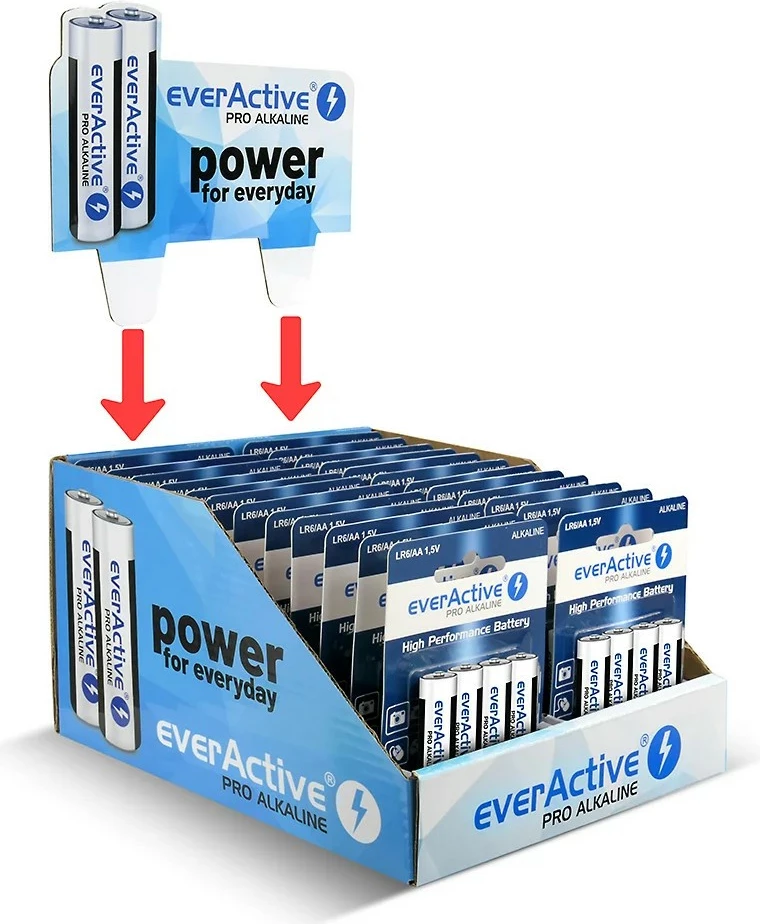 Bateri alkaline AA everActive PRO, LR6/AA, 96 copë (display)