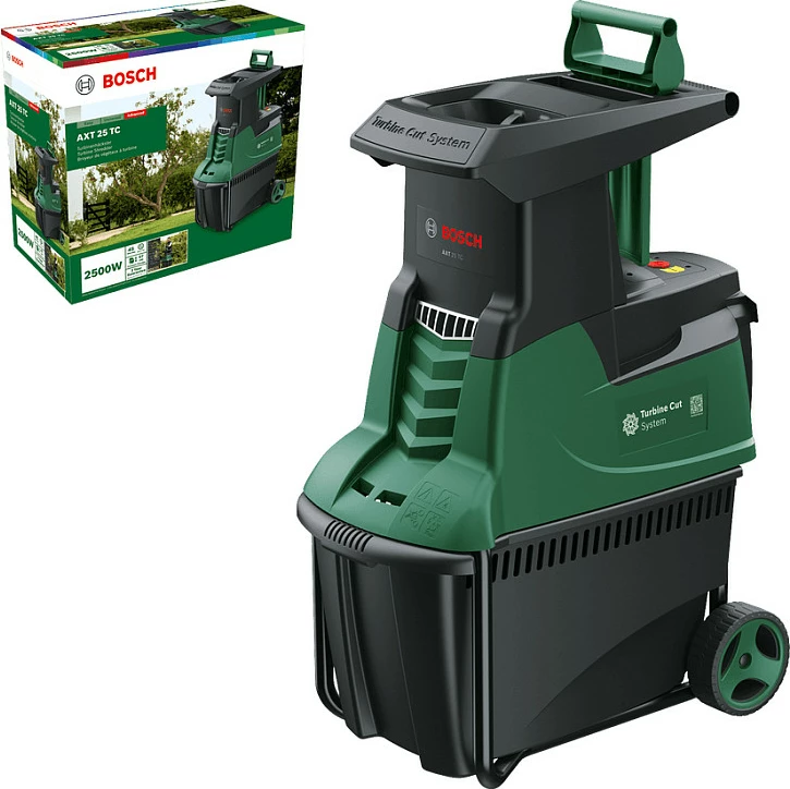 Makineri për copëtim degësh Bosch AXT 25 TC, 2500W, 53L, e gjelbër/zezë