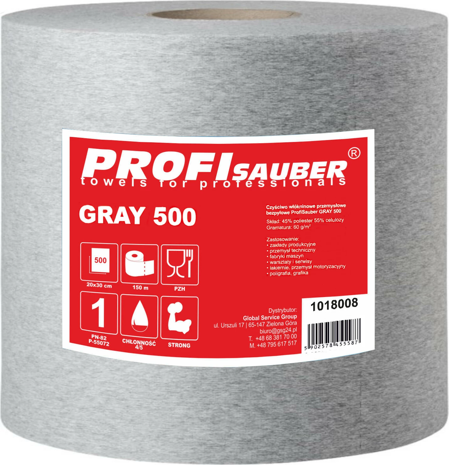 Letër pastruese industriale ProfiSauber GRAY 500, 500 fletë, gri