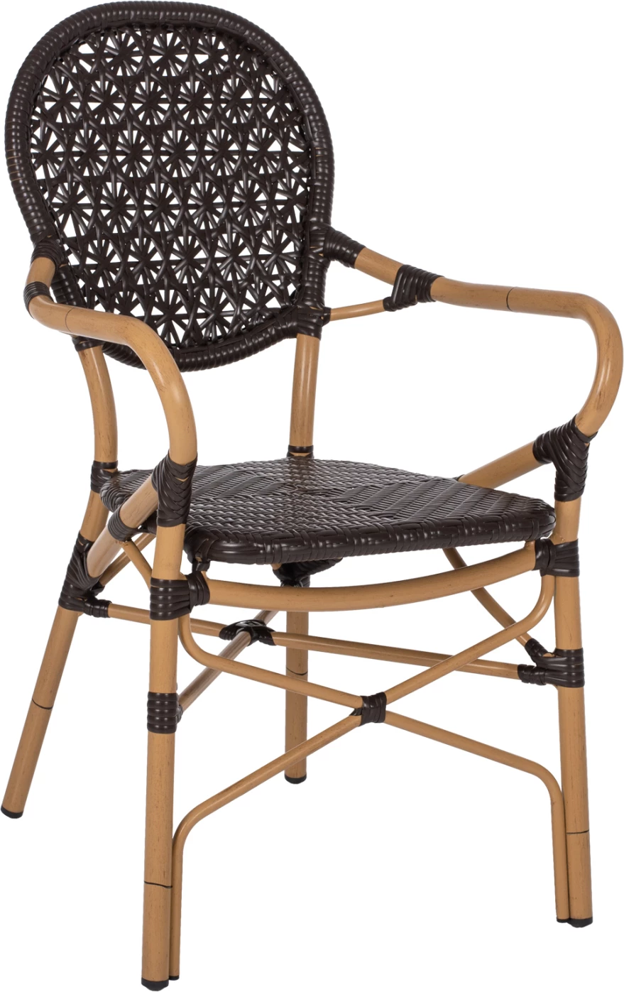 Karrige alumini FH5926.01, pamje bambuje, ratan PE kafe, 56x62x95H cm