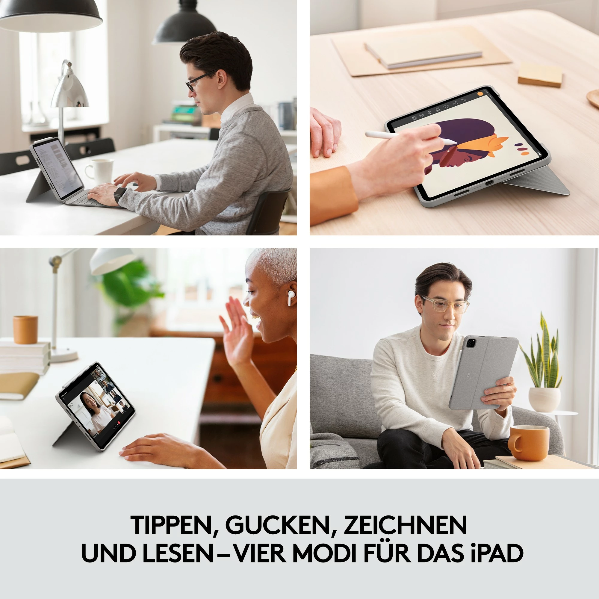Mbështjellës tastierë Logitech Combo Touch për iPad Pro 11-inç, gri