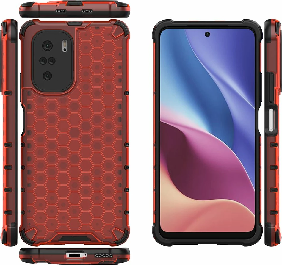Mbështjellës Hurtel Honeycomb për Xiaomi Redmi K40 Pro+, K40 Pro, K40, Poco F3, Kuq