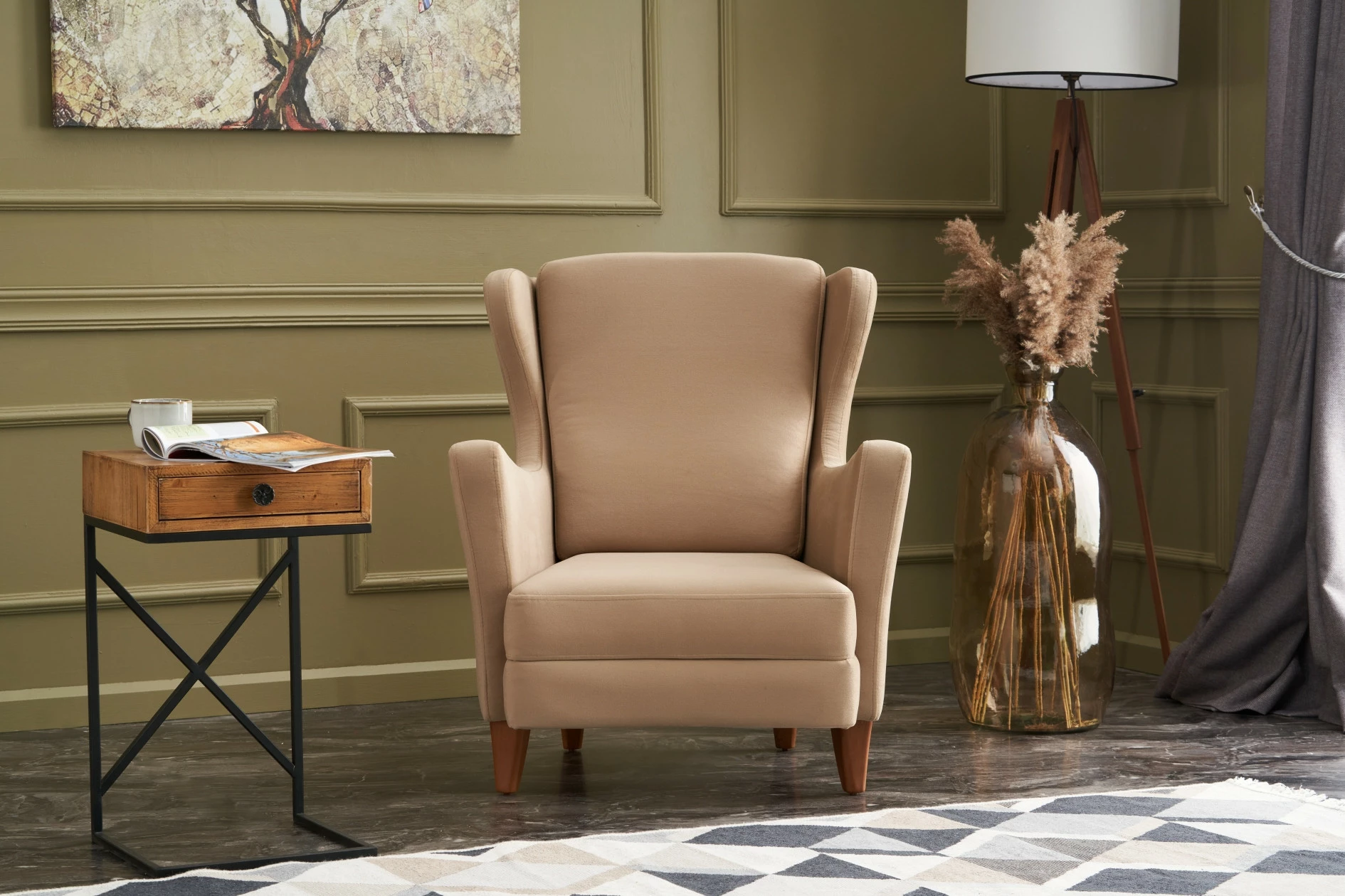 Karrige berjer Lola, krem, Atelier del Sofa