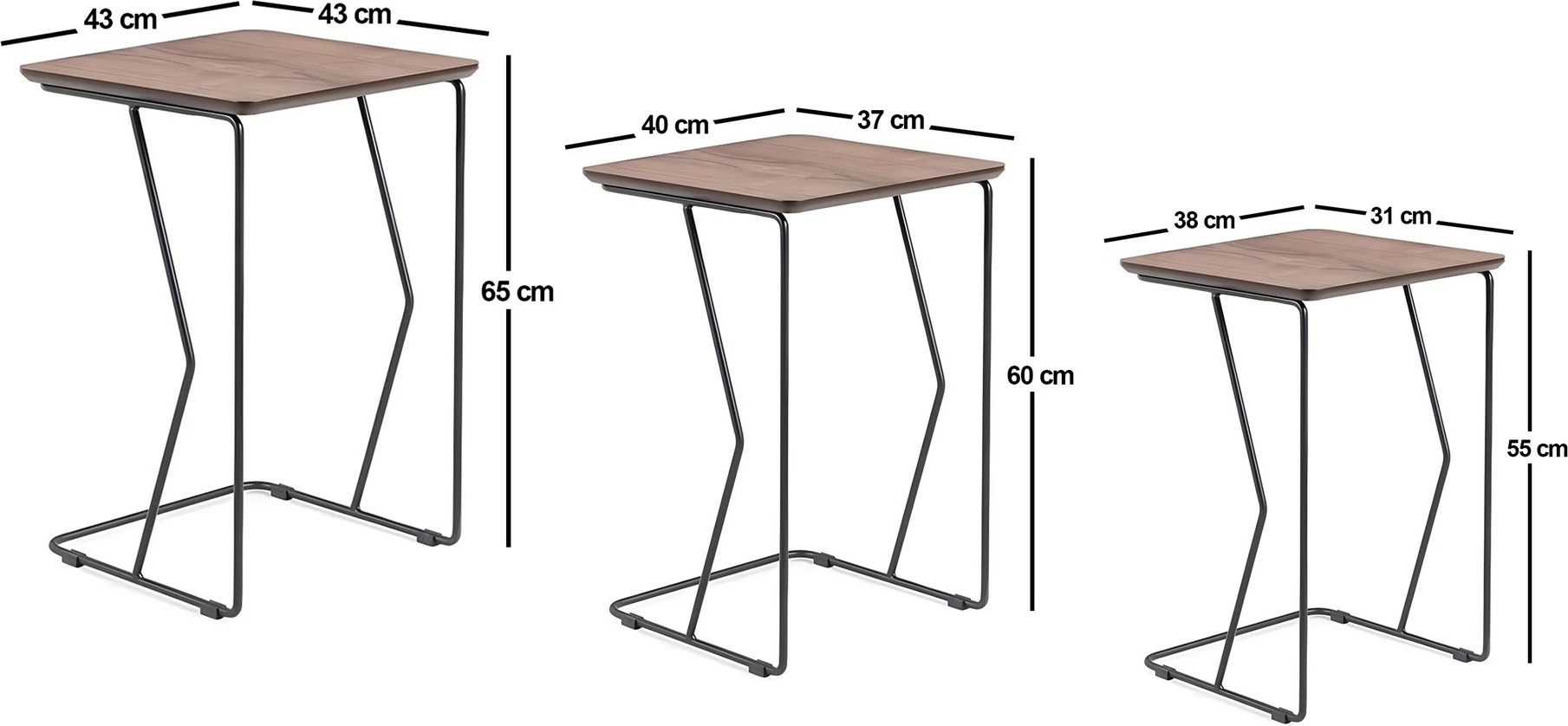 Set tavolinash ndihmëse (3 copë), Skye Decor, ngjyrë arre, Ren