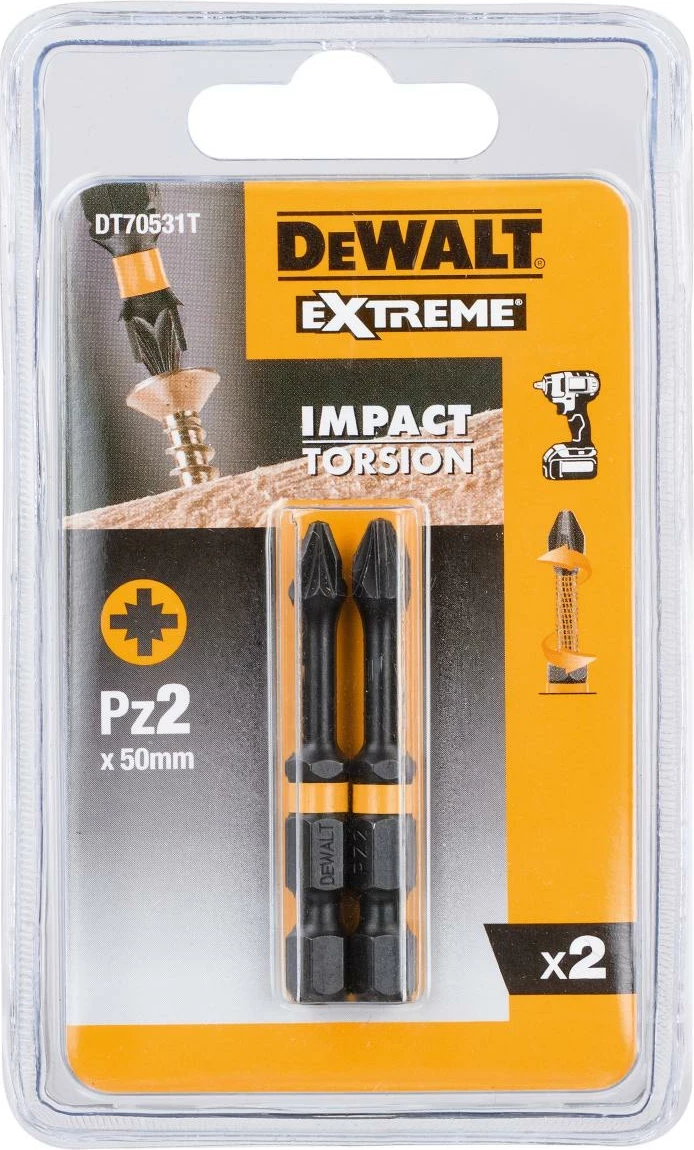 Bit për kaçavidë Dewalt DT70531T Extreme Impact Torsion PZ2 50 mm, 2 copë