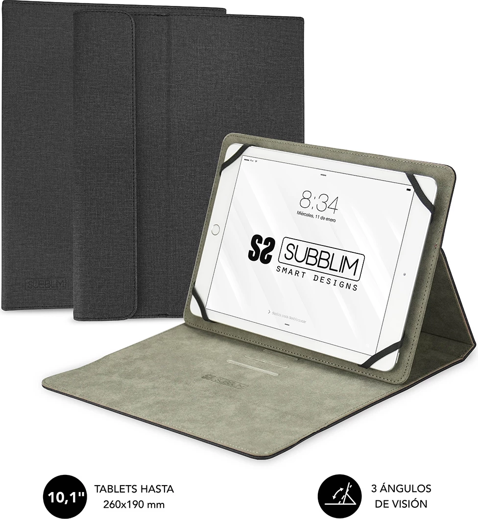 Mbështjellës tablet SUBBLIM UNIVERSAL CLEVER STAND 9.6" - 11" i zi