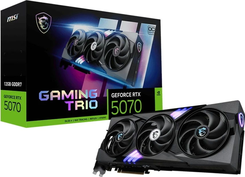 Kartelë grafike MSI GeForce RTX 5070 GAMING TRIO OC, 12 GB GDDR7, e zezë