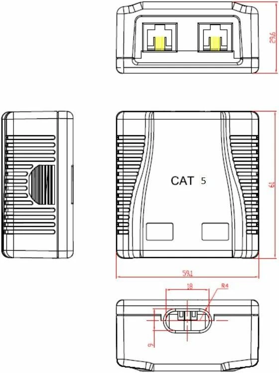 Prizë rrjeti Gembird NCAC-2F5E-01, 2xRJ45 Cat5e, e bardhë