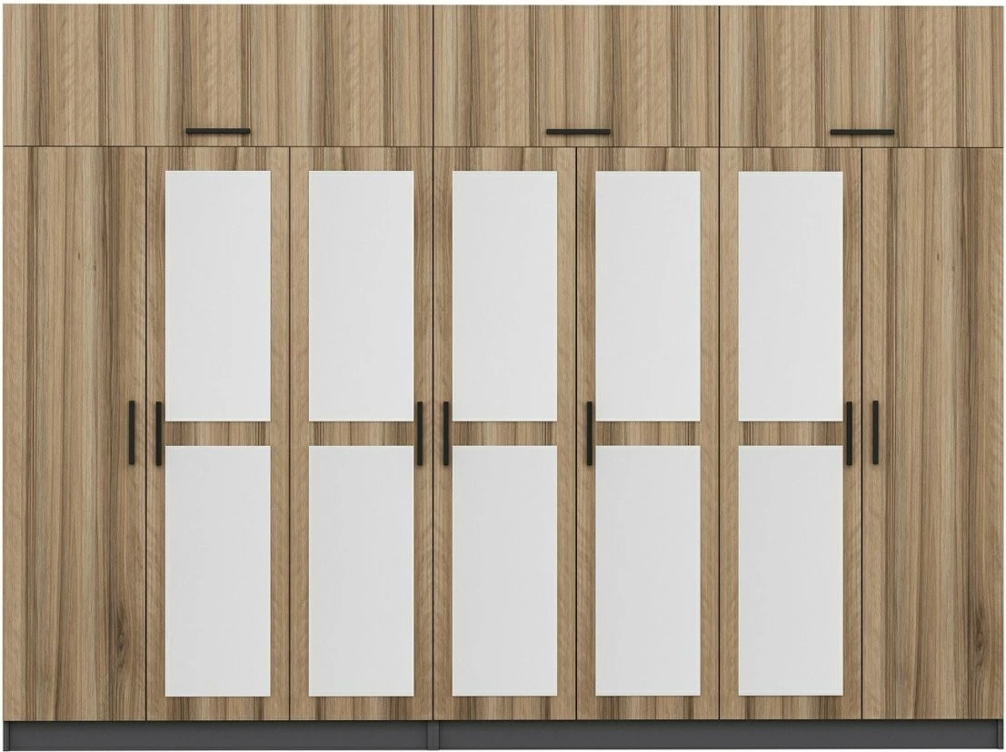 Dollap garderobe Skye Decor, ngjyrë arre dhe antracit, 315x235x52cm