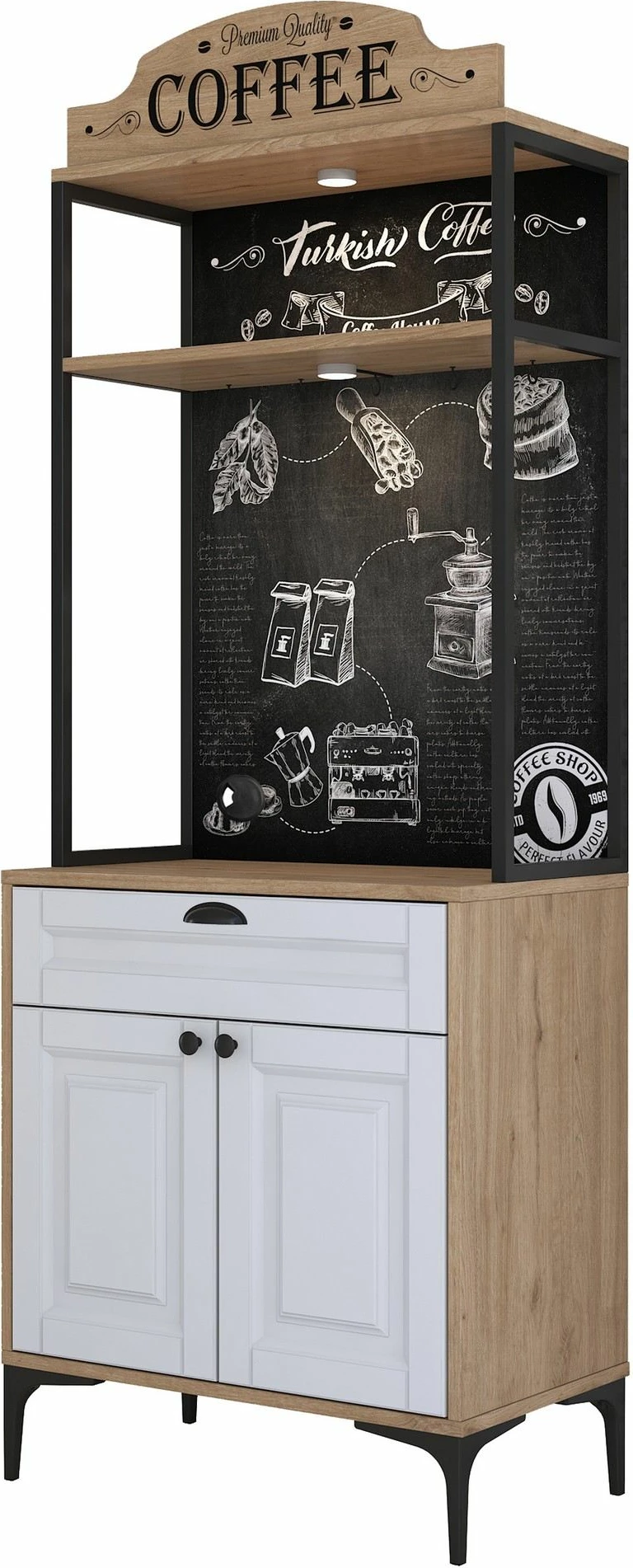 Dollap multifunksional Hanah Home, JE157 - 3123, ngjyrë arrë dhe e bardhë