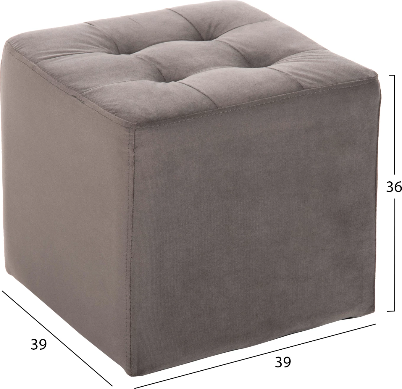 Karrige për bar PUNK, kadife gri, FH264.11, 39x39x36H cm