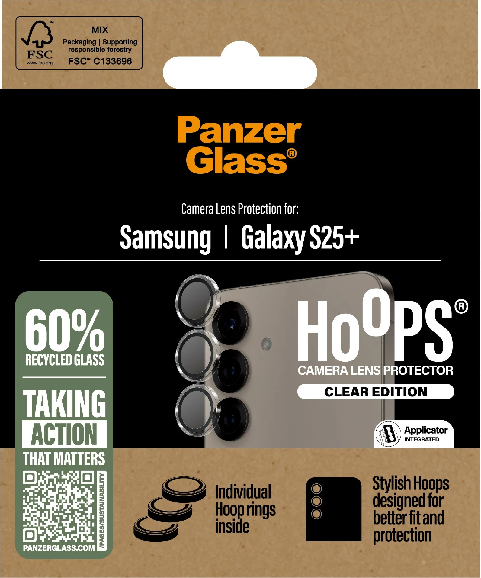 Mbrojtës lente PanzerGlass për Samsung Galaxy S25 Plus, transparent