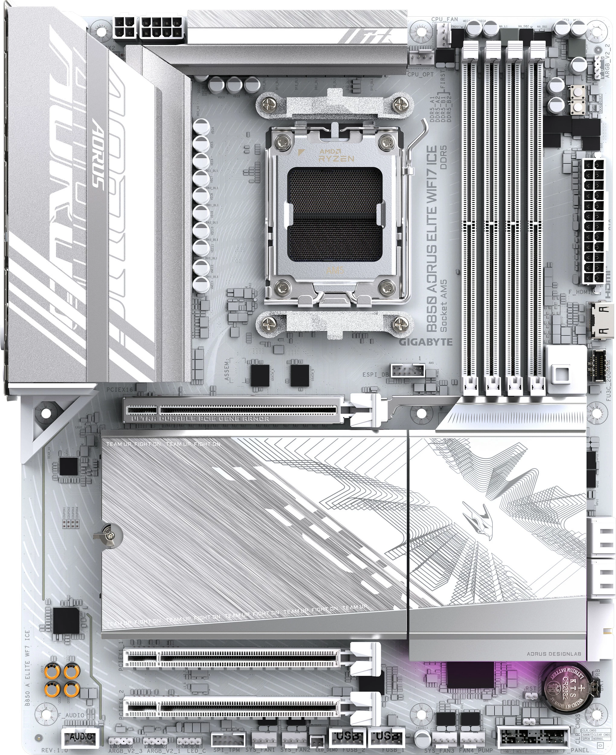 Pllakë amë Gigabyte B850 A ELITE WF7 ICE, Socket AM5, ATX, PCIe 5.0, WiFi, e bardhë