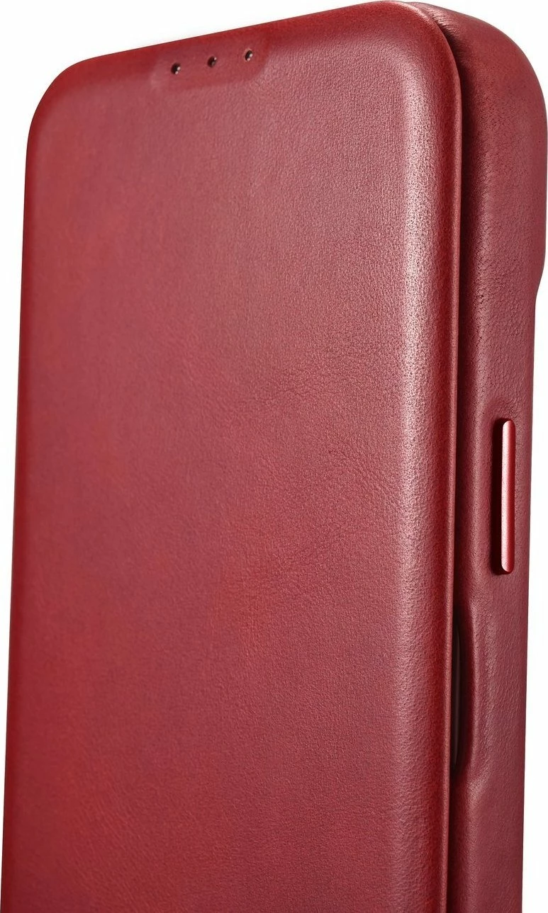 Mbështjellës iCarer CE Oil Wax Premium Leather Folio AKI14220707-RD për iPhone 14 Plus, lëkurë natyrale, me flapa magnetike, MagSafe, kuqe