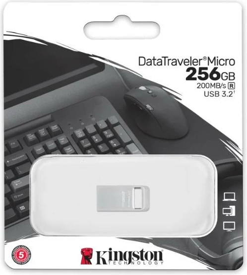 Pendrive Kingston DataTraveler Micro G2 256GB, USB 3.2 Gen1, Silver