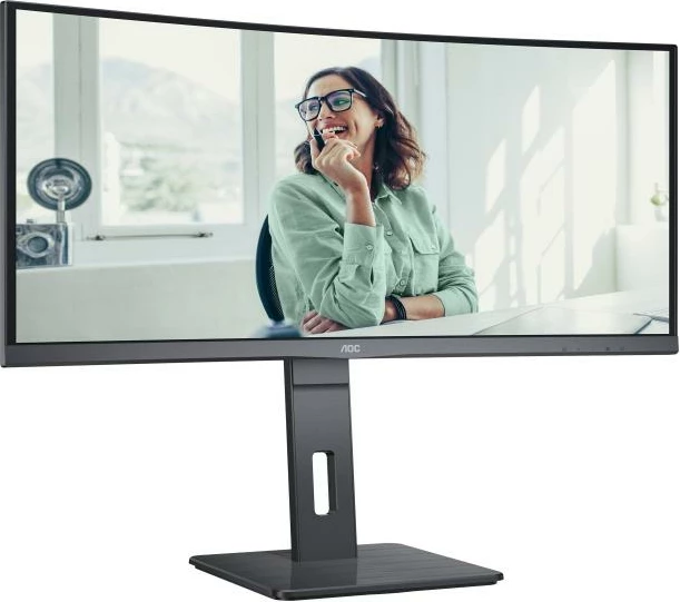 Monitor AOC CU34P3CV 34" WQHD 3440x1440 i lakuar VA USB-C 65W me altoparlantë 2x5W i zi