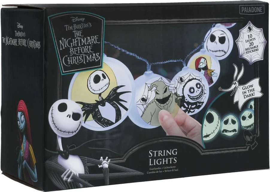 Drita dekorative me varg Paladone The Nightmare Before Christmas 1.3 m, 10 drita, 20 stikera