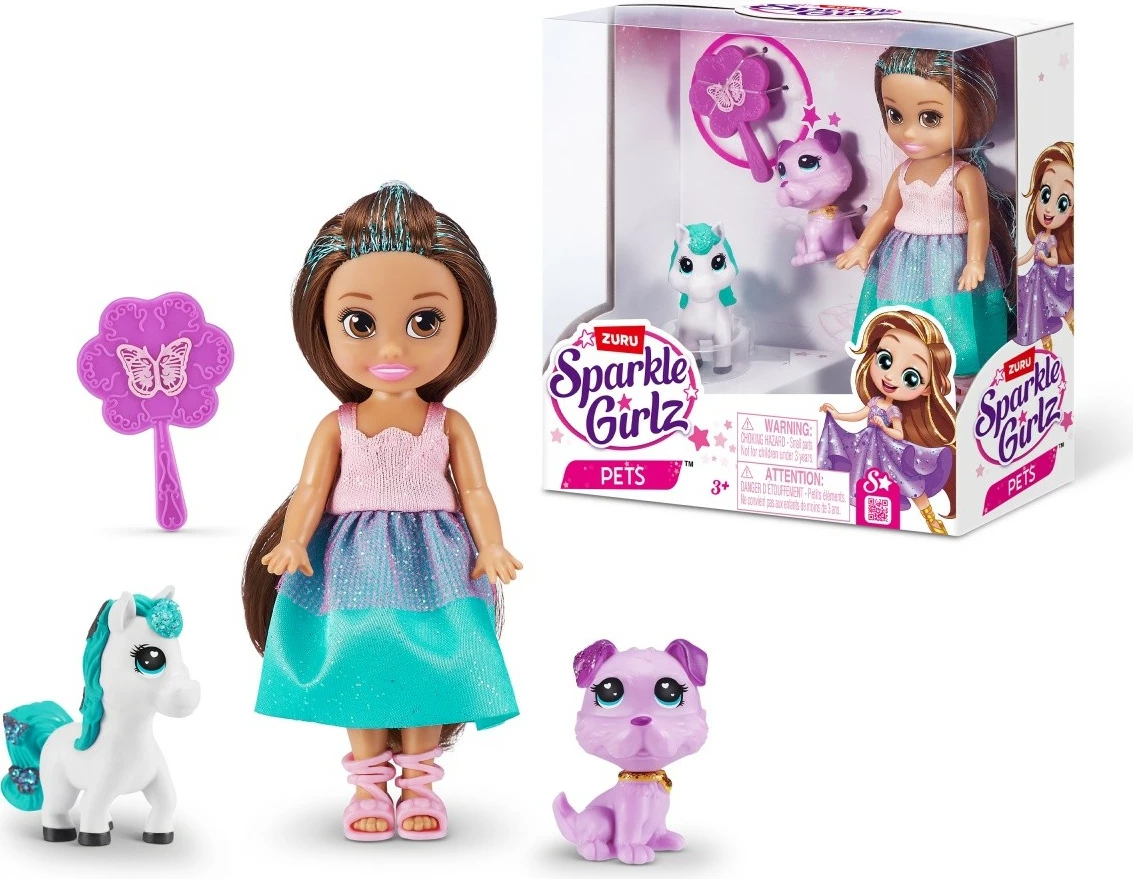 Kukull princeshë ZURU Sparkle Girlz 100522 me kafshë lodër, 12 cm