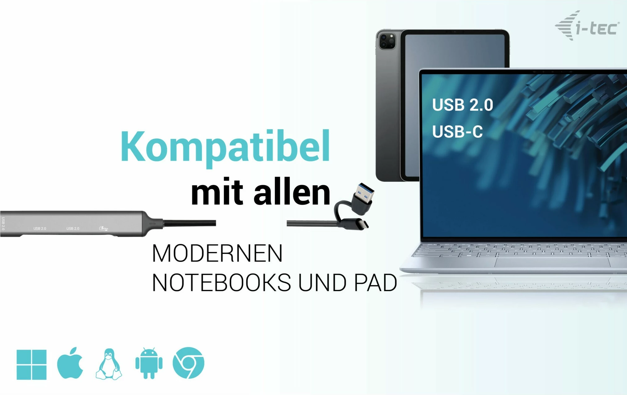 USB HUB I-Tec, 4 porta, USB 3.0/2.0, Type-A/Type-C, 5000 Mbit/s, argjendtë