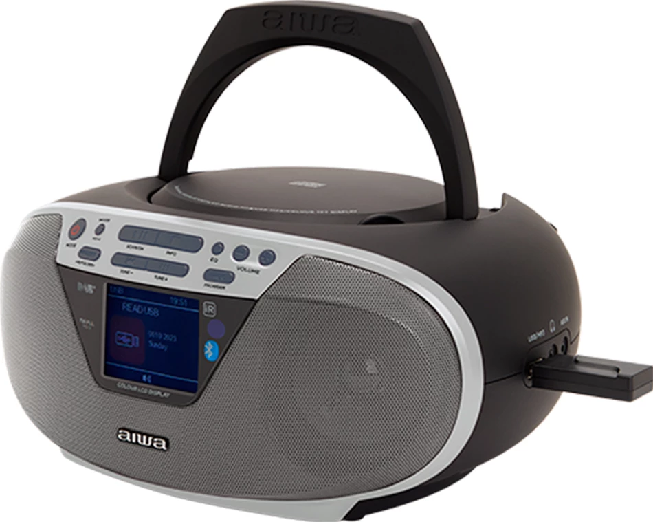 Boombox AIWA BBTU-500DAB/SL, CD/MP3, DAB+/FM, Bluetooth 5.0, USB 64 GB, gri/argjendtë, me telekomandë