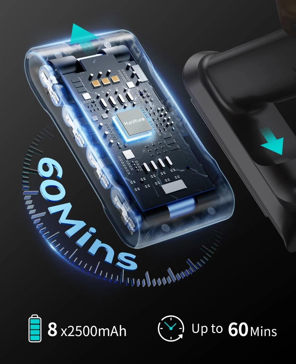 Fshesë elektrike vertikale pa kabllo Honiture X7, 550W, 45.000Pa, 60min, 1.5L, HEPA, ekran LED me prekje, gri/portokalli