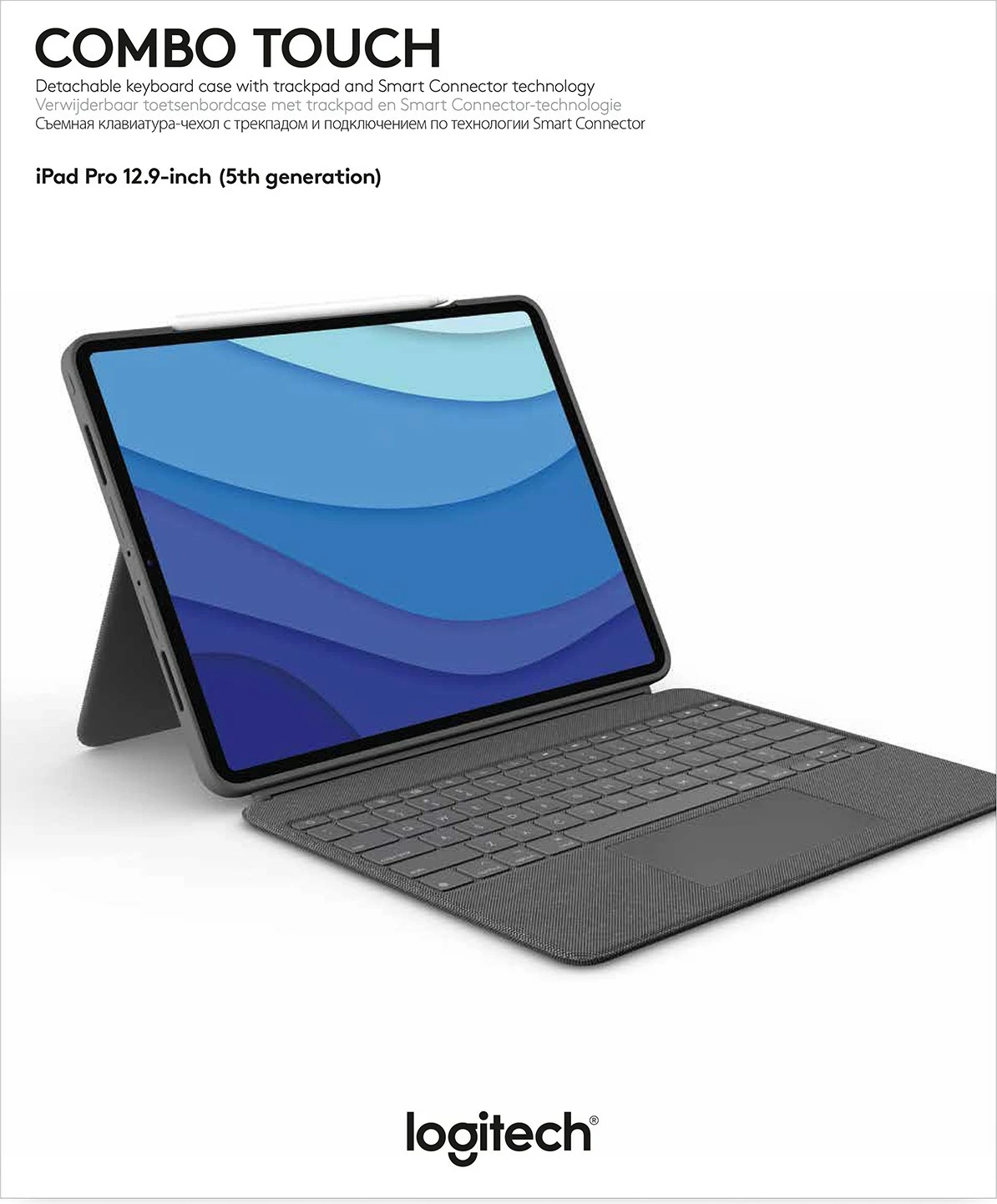Mbështjellës me tastierë Logitech Combo Touch për iPad Pro 12.9, QWERTZ, Oxford Grey