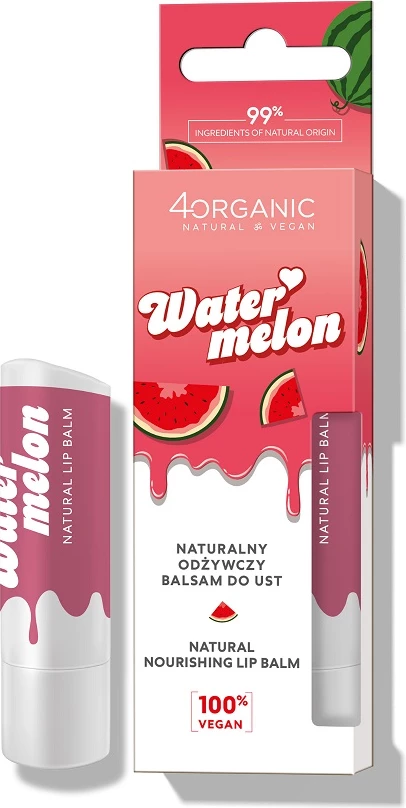 Balsam për buzë për femra 4organic Natural Nourishing Lip Balm Watermelon, 5g